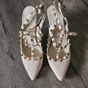 High Heel Women Shoe size 36 (5.5 USA) Tan Color